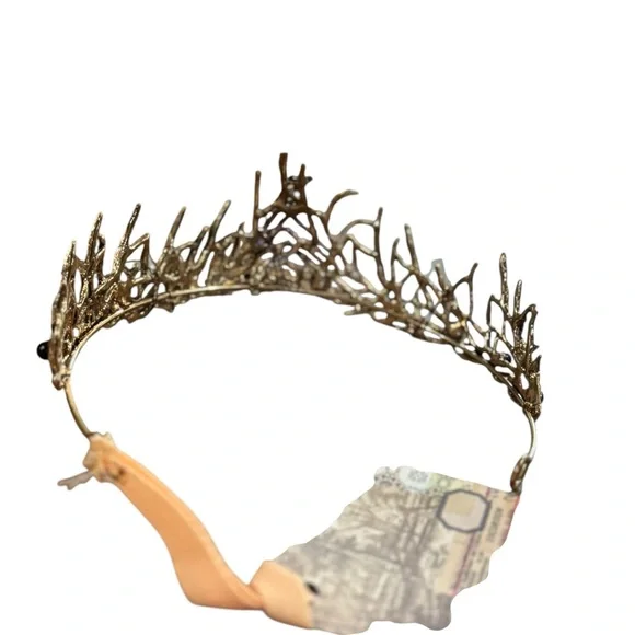 Elegant Crystal Tiara Amethyst Flourite & Quartz faux pearls and rhinestones NEW - Picture 6 of 7